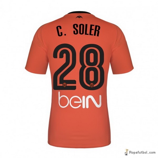 Camiseta Valencia Replica Tercera Ropa C.soler 2016/17 Naranja